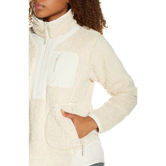 Zella Faux Shearling Pullover 1/2 Zip Fleece Beige - Picture 2 of 10